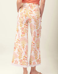 Pritchard Wide Leg Fringe Pull On Jean Castillo Toile Cream