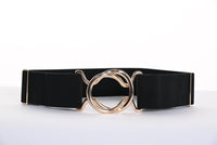 Black Leather Elastic Belt Trimmed Gold