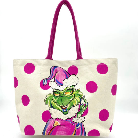 PRINTED PINK "GREEN MONSTER" TOTEBAG