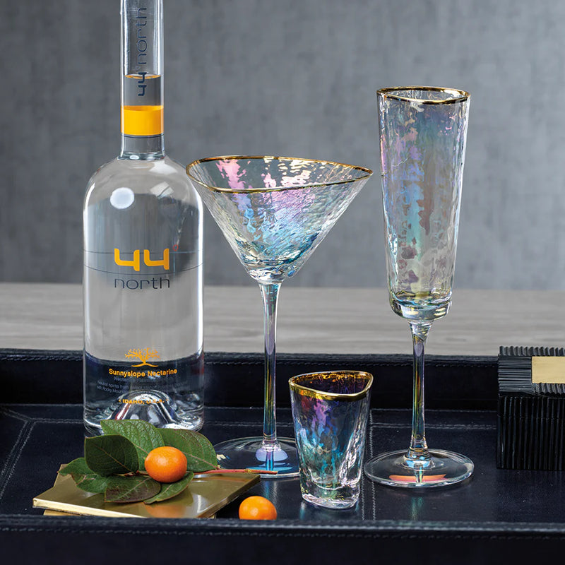 Aperitivo Triangular Martini Glass - Luster with Gold Rim