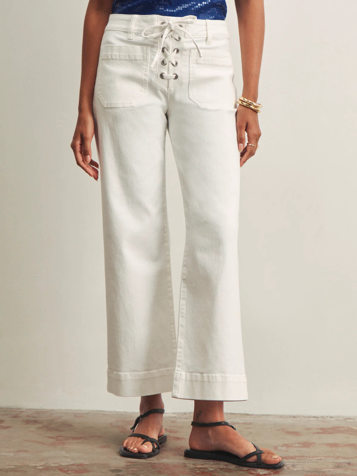 Lace Up Marine Jean Chalk