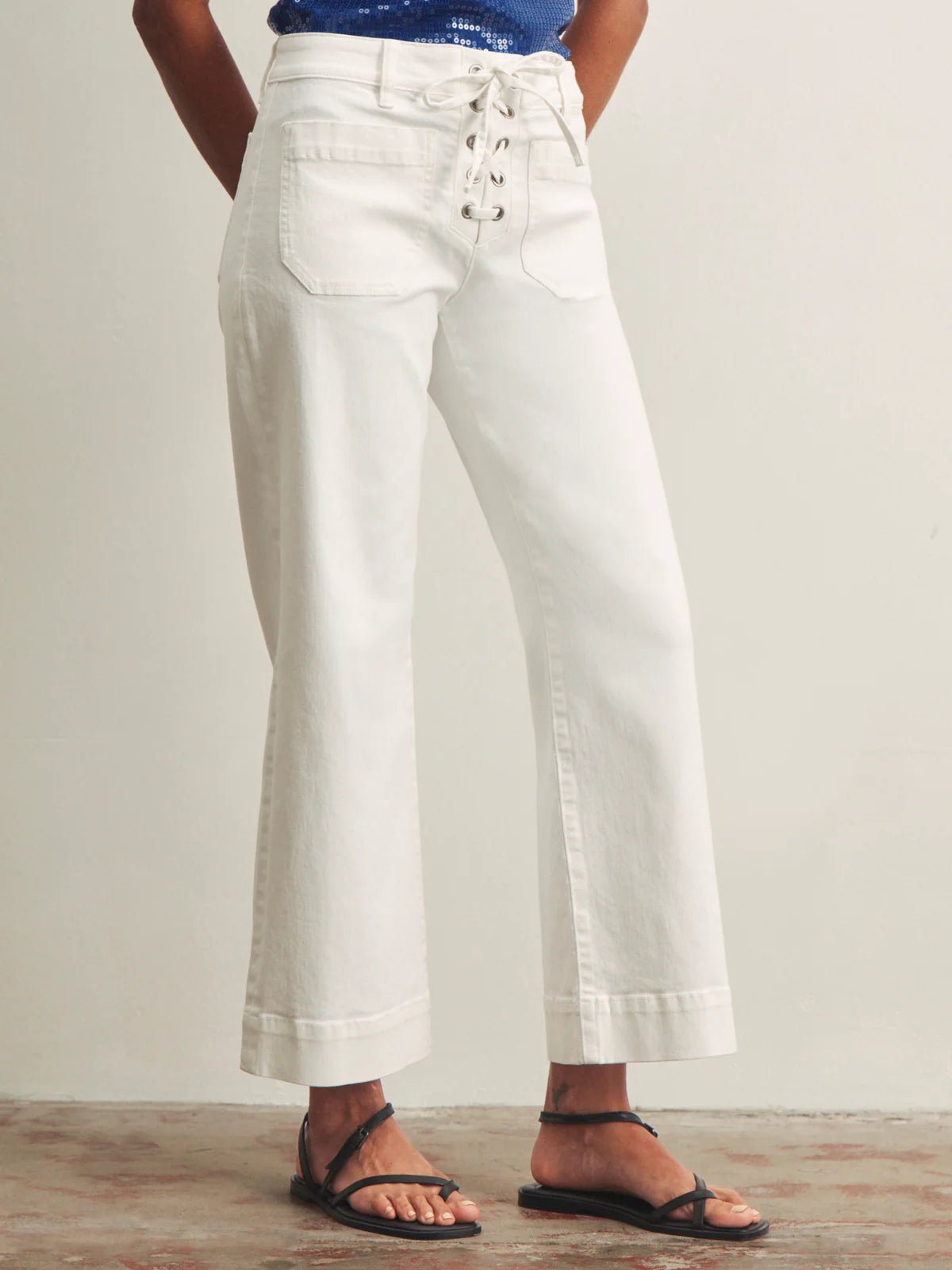 Lace Up Marine Jean Chalk