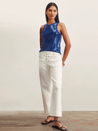 Lace Up Marine Jean Chalk