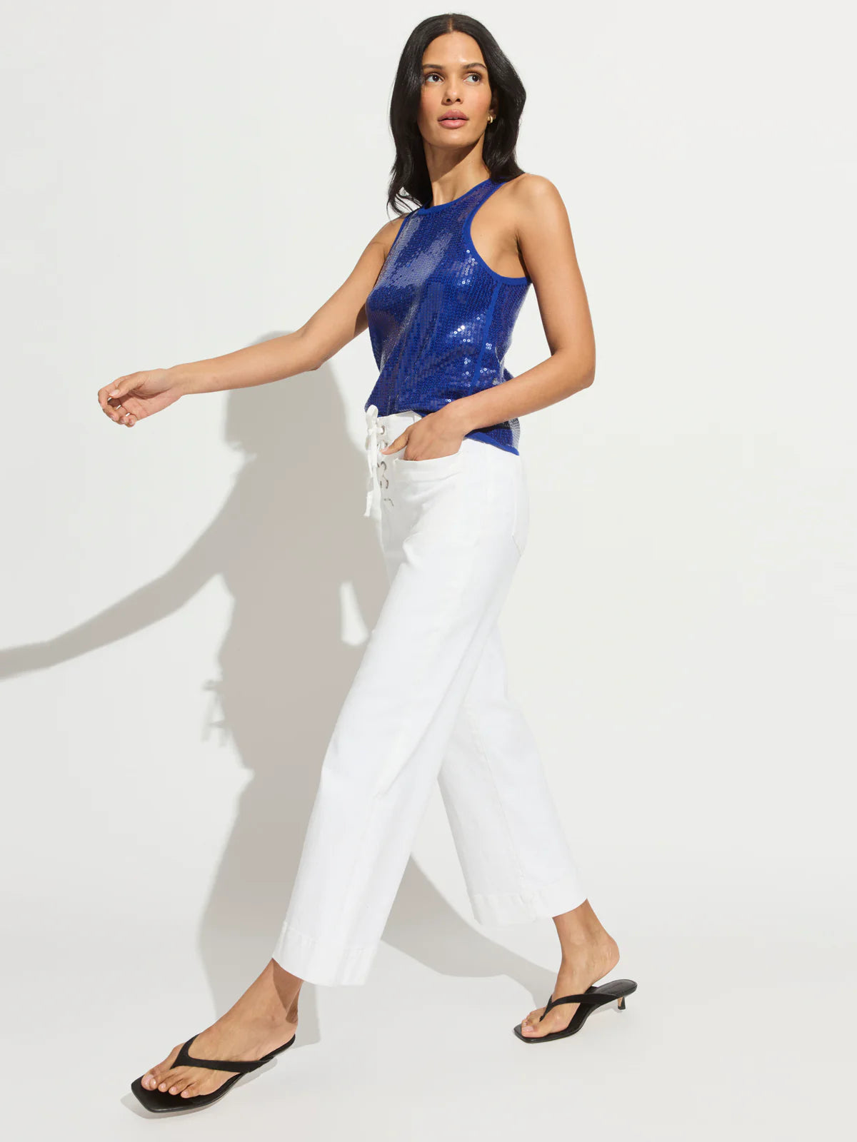 Lace Up Marine Jean Chalk