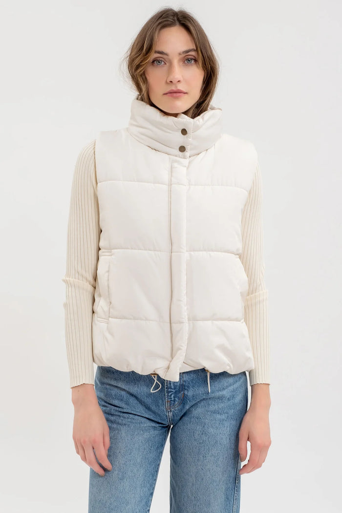 SOLID ZIP UP PUFFER VEST