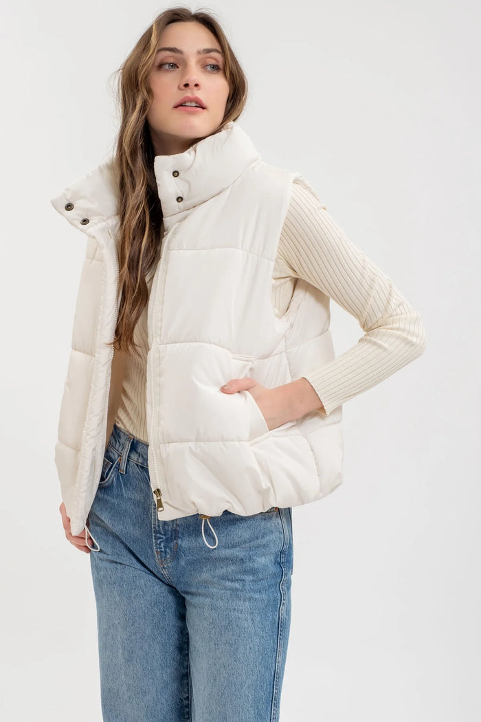 SOLID ZIP UP PUFFER VEST