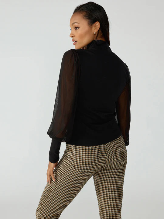 On My Mind Mesh Sleeve Top Black