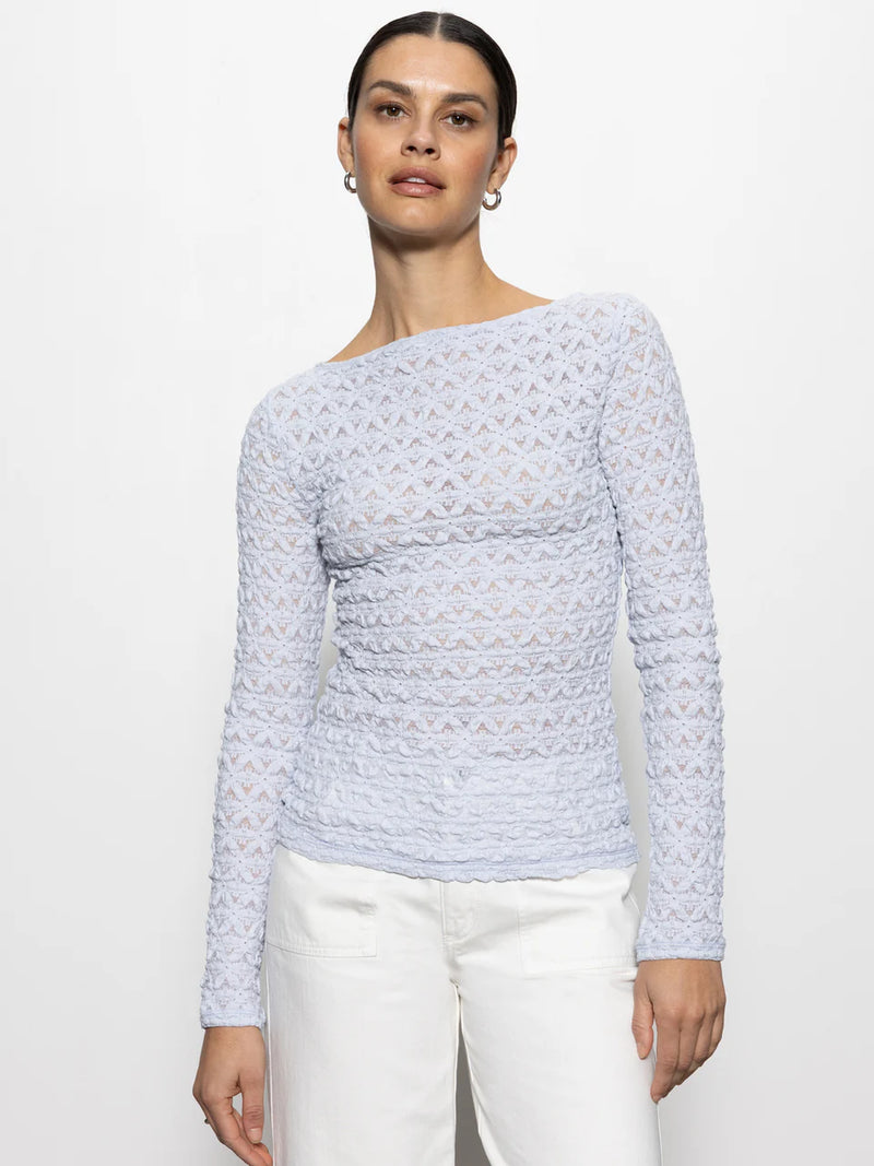 Long Sleeve Boatneck T-Shirt Sky Blue