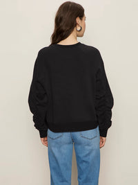 Shirred Sleeve Sweatshirt Black