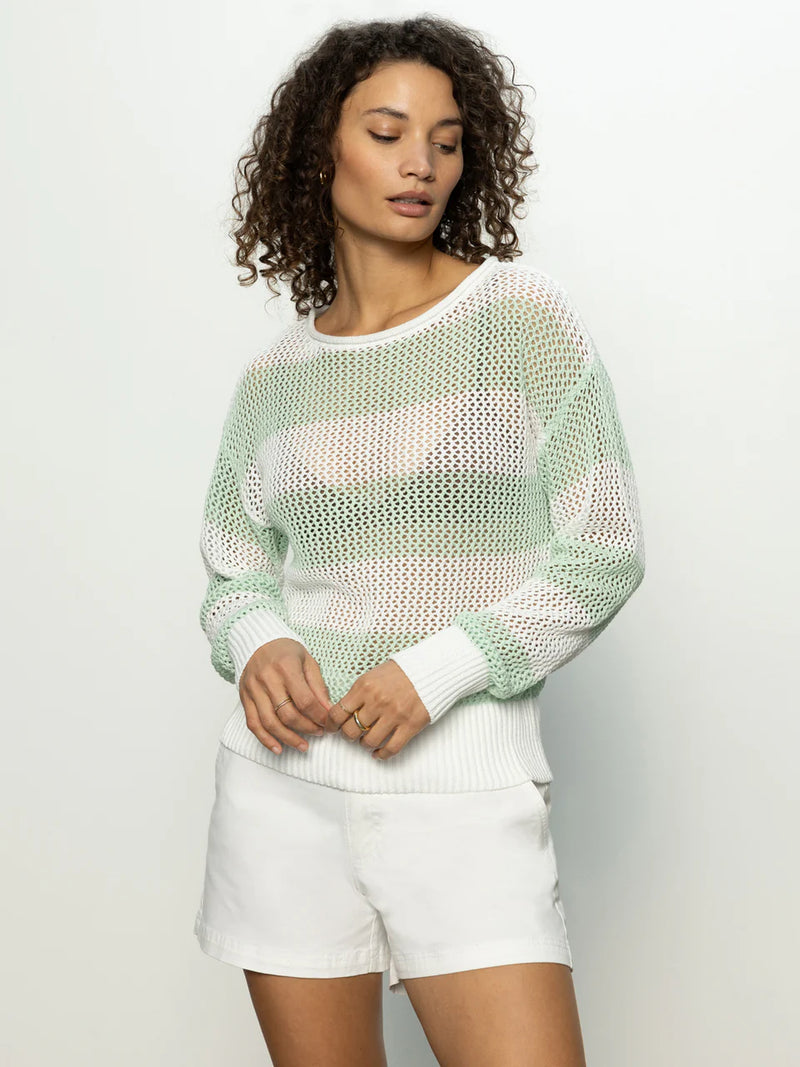 Open Knit Sweater Mint Tea / Chalk