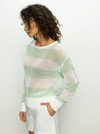 Open Knit Sweater Mint Tea / Chalk