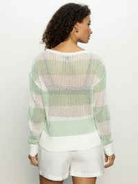 Open Knit Sweater Mint Tea / Chalk