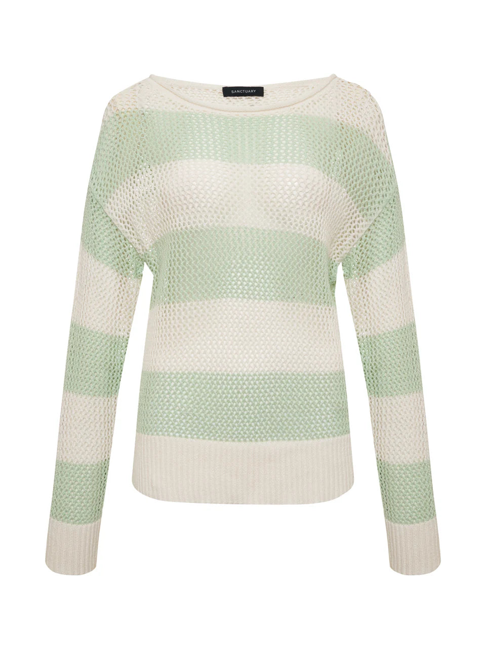 Open Knit Sweater Mint Tea / Chalk