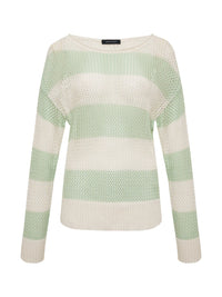 Open Knit Sweater Mint Tea / Chalk