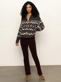 Zip-Up Fairisle Hoodie Mocha Fairisle