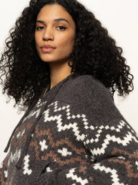 Zip-Up Fairisle Hoodie Mocha Fairisle