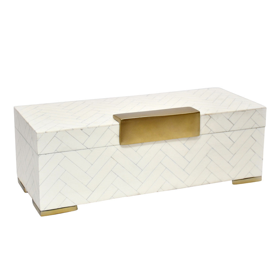 17x7" Carley Resin Box, Ivory