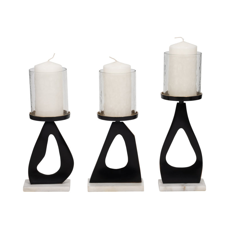 S/3 13/13/15" Provence Black Candle Holders