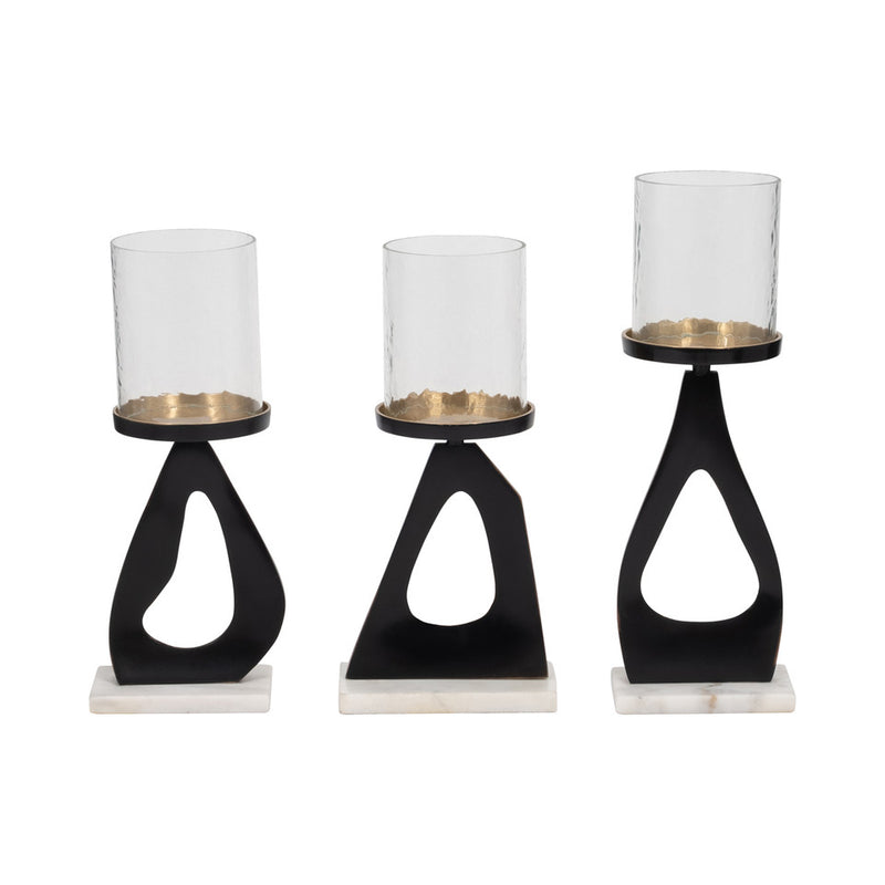 S/3 13/13/15" Provence Black Candle Holders