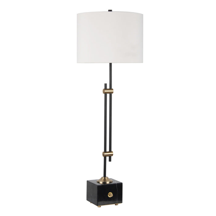 36" HILLIARD MARBLE BUFFET TABLE LAMP, GOLD/BLACK