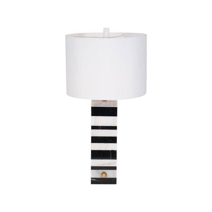 27" AADRIK MARBLE TABLE LAMP, BLACK/WHITE