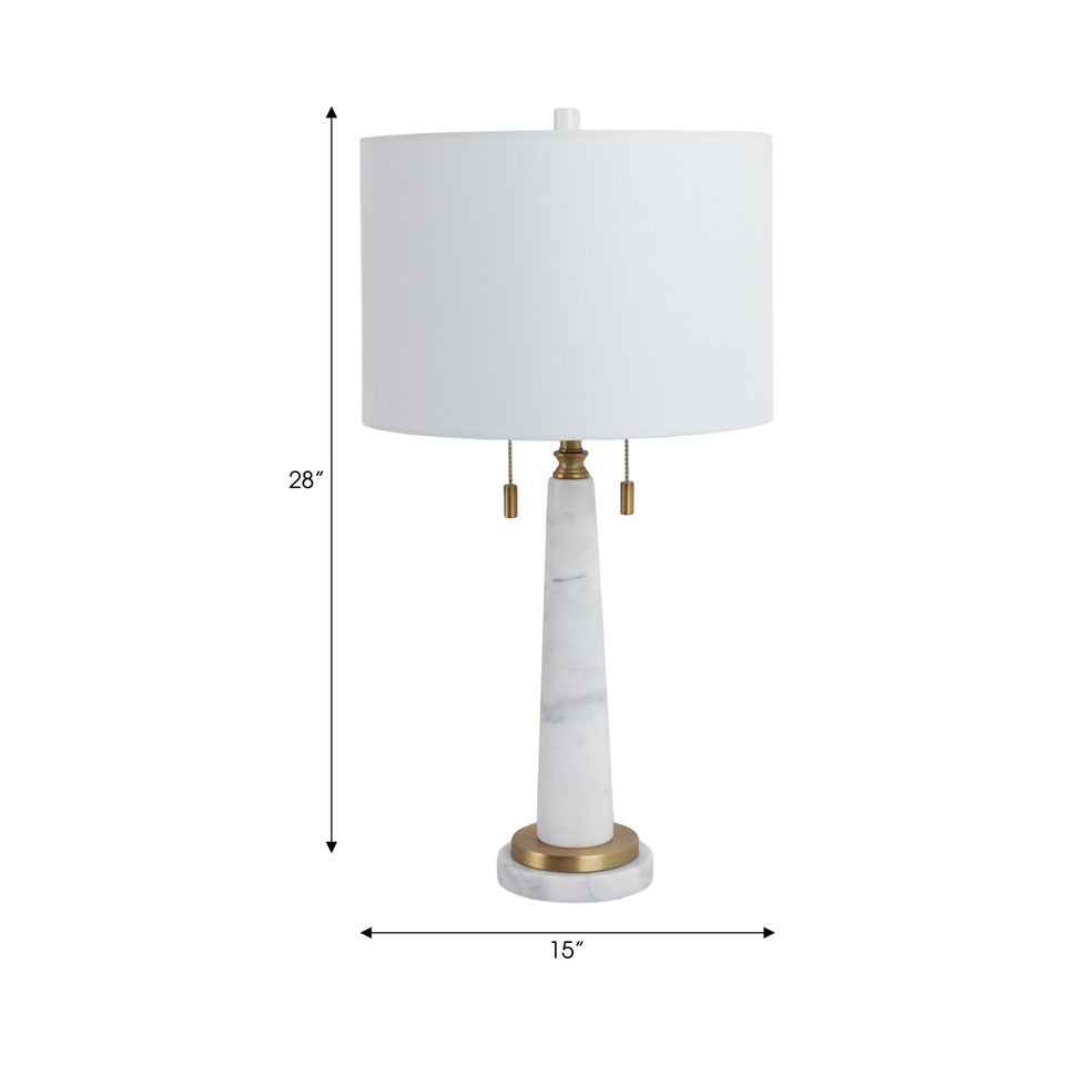 28" Amaya Marble Table Lamp, White