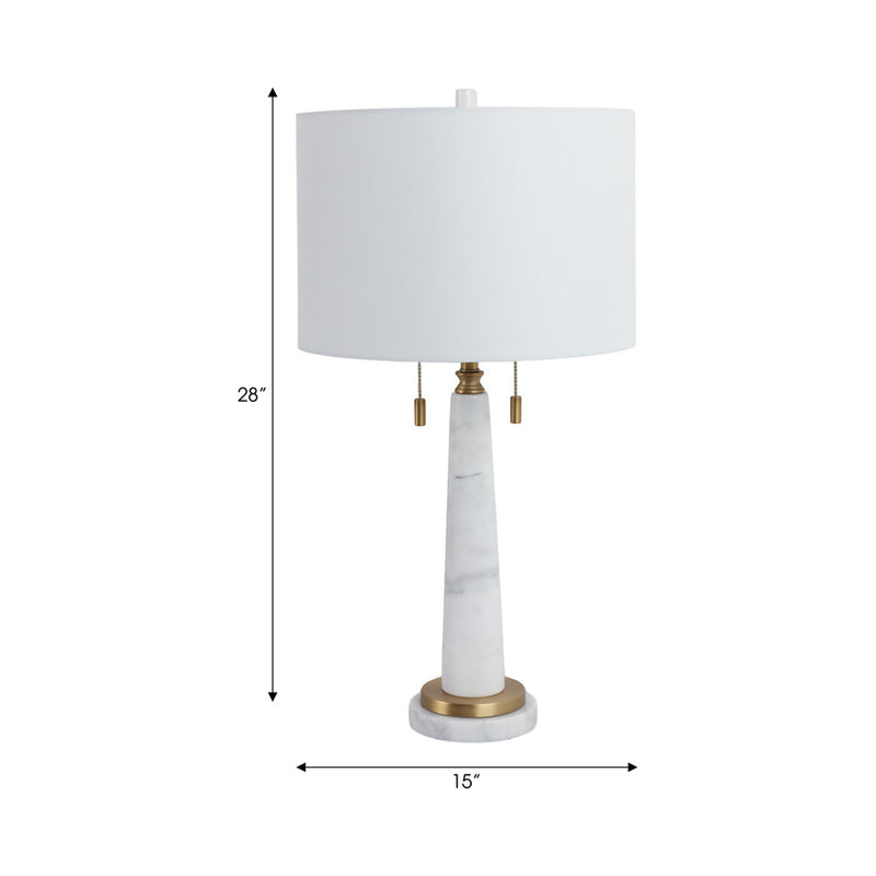 28" Amaya Marble Table Lamp, White