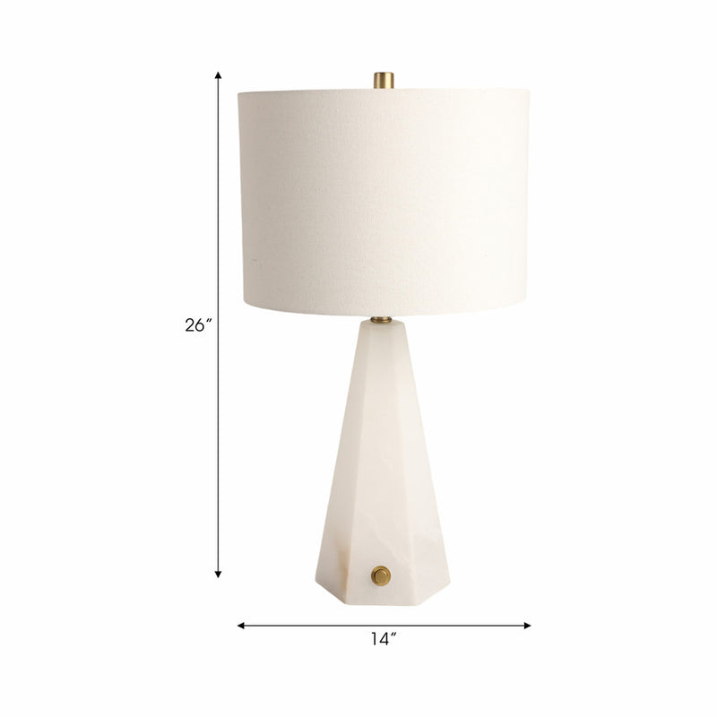 26" Laurel Alabaster Table Lamp, White