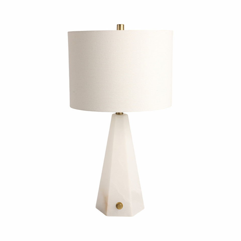 26" Laurel Alabaster Table Lamp, White