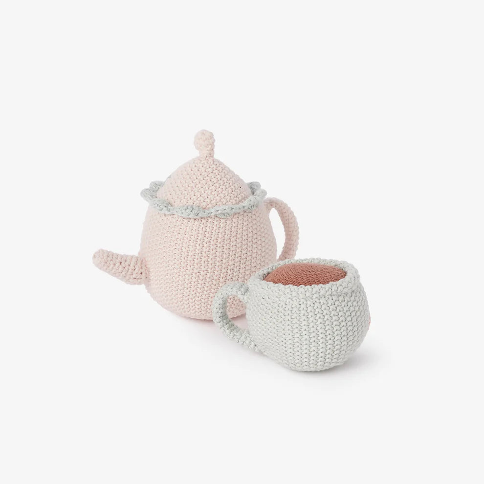 HAZEL & ANNIE TEA POT & TEACUP HAND-CROCHETED RATTLE SET