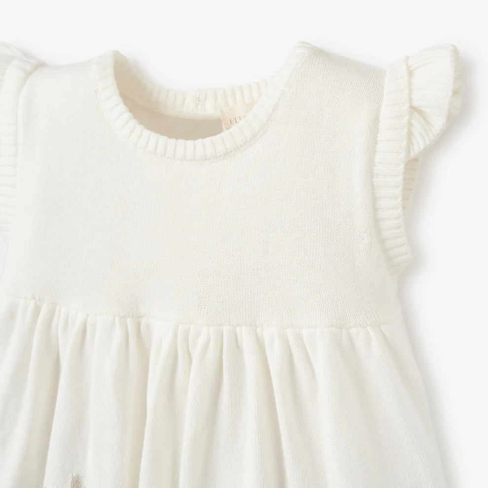 TEA PARTY FLUTTER SLEEVE KNIT BABY DRESS