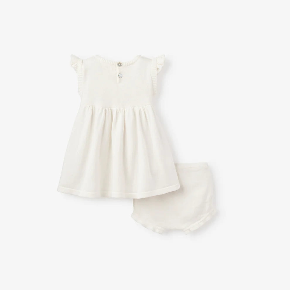 TEA PARTY FLUTTER SLEEVE KNIT BABY DRESS