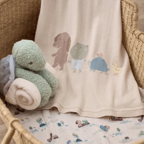 POND FRIENDS COTTON KNIT BLANKET