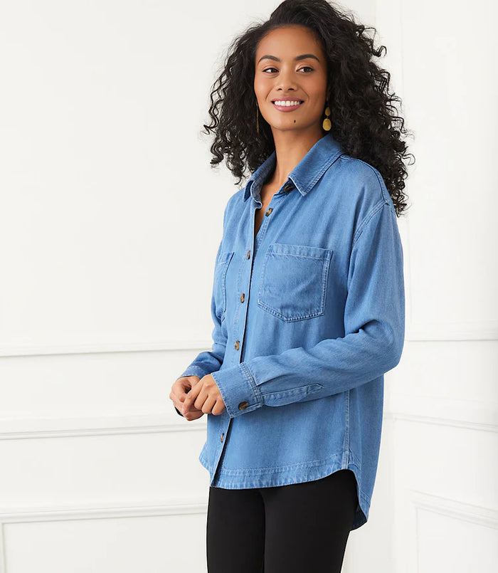 Long Sleeve Soft Denim Shirt Jacket