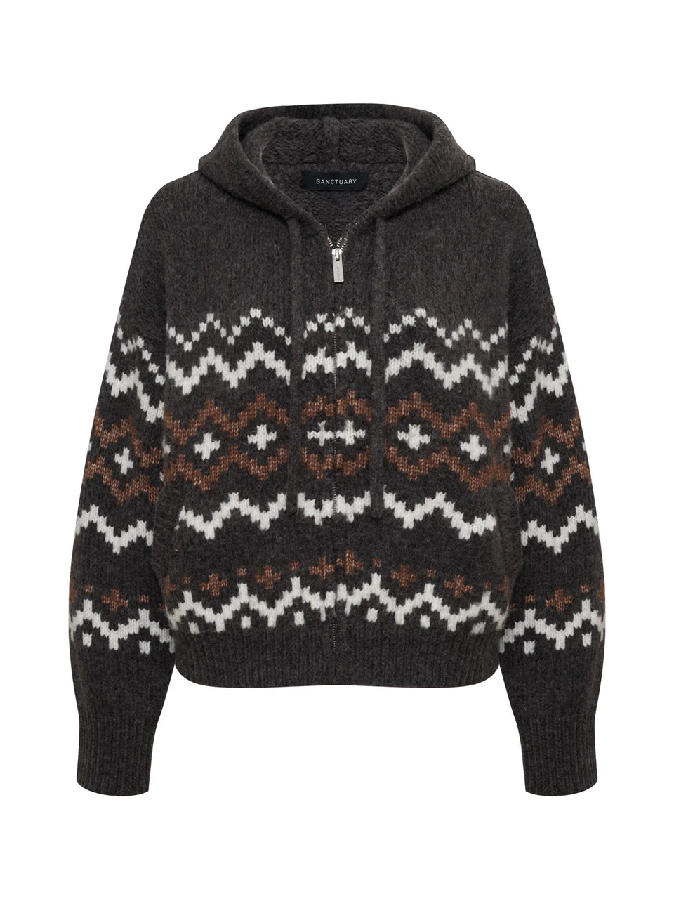 Zip-Up Fairisle Hoodie Mocha Fairisle