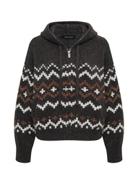 Zip-Up Fairisle Hoodie Mocha Fairisle