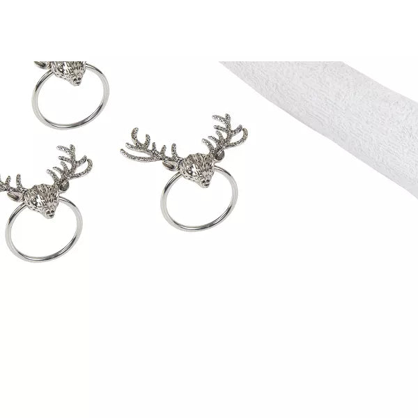 Silver Deer Head Napkin Ring S/4