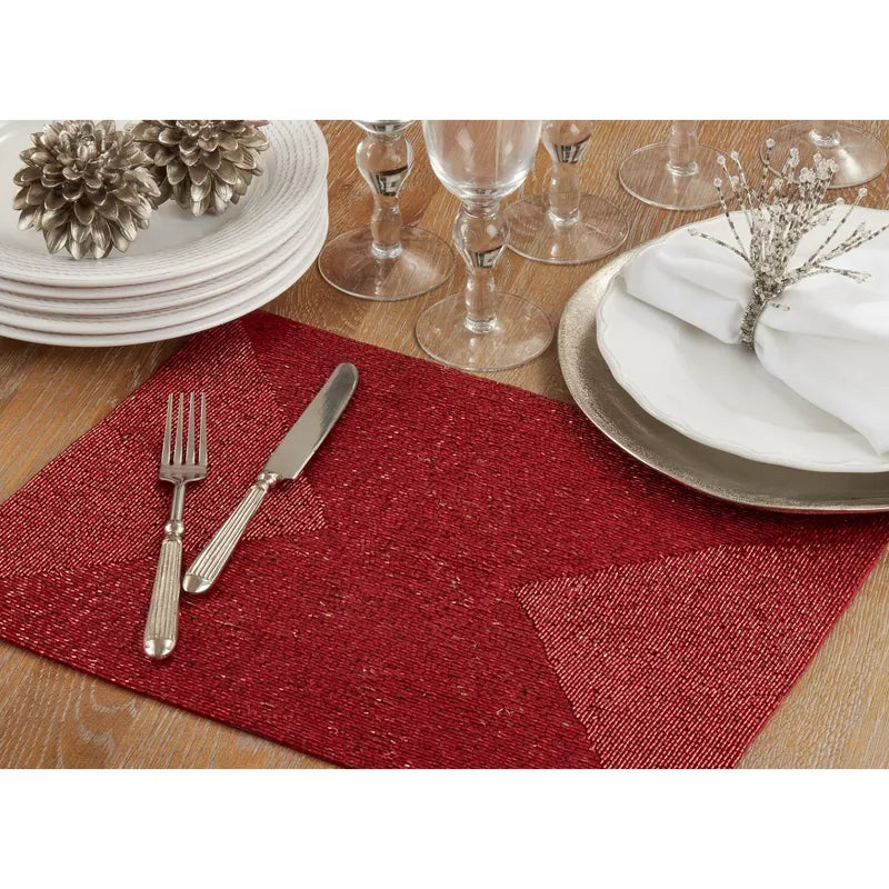 Beaded Design Placemat Red-Rectangle