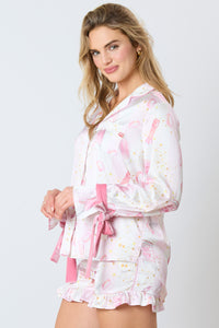 Satin Long Sleeve Pajama Top Only