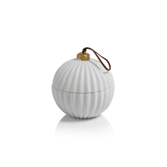 Scented White Porcelain Ornament Candle with Green Wax