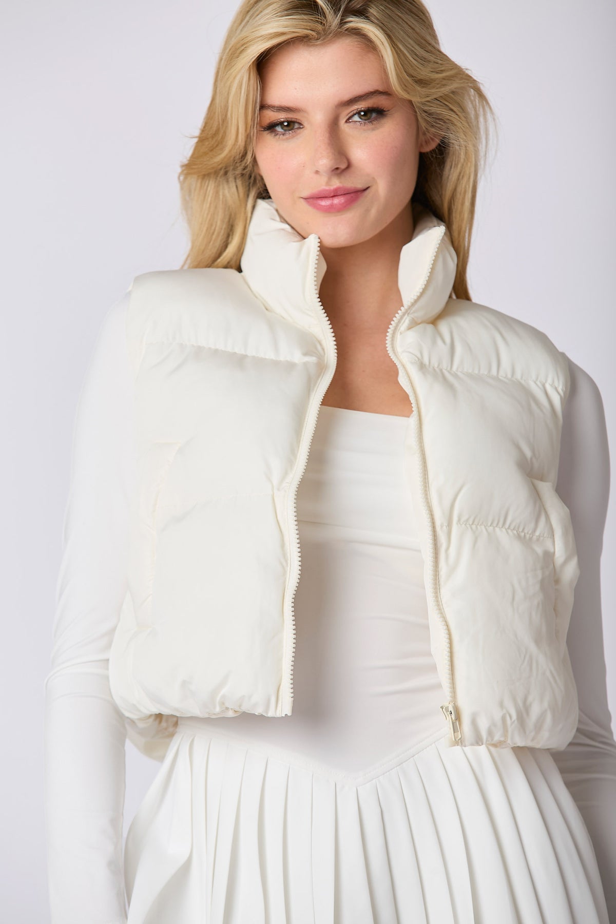 Puffer Padded Vest with Satin Organza Bow