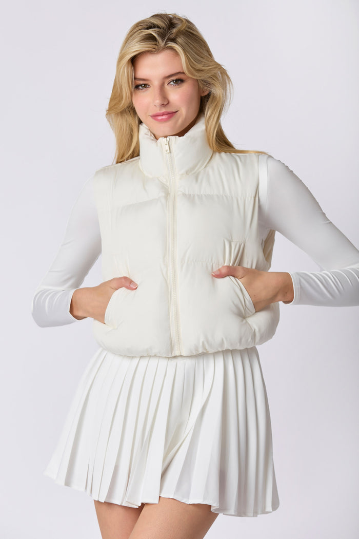 Puffer Padded Vest with Satin Organza Bow