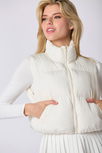 Puffer Padded Vest with Satin Organza Bow