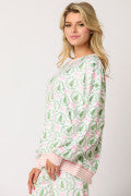 Christmas Tree & Bow Prints Loungewear Top