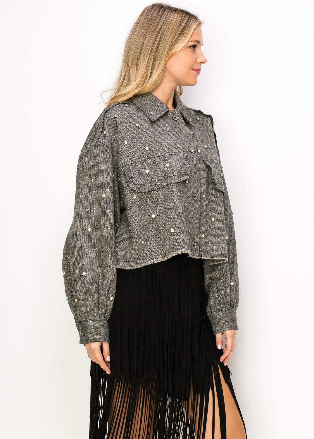 Rhinestone Emblishment Crop Jacket