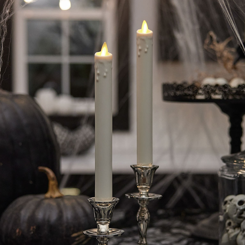 2 PACK 9.5 INCH WHITE WAX LUMINARA TAPER CANDLES