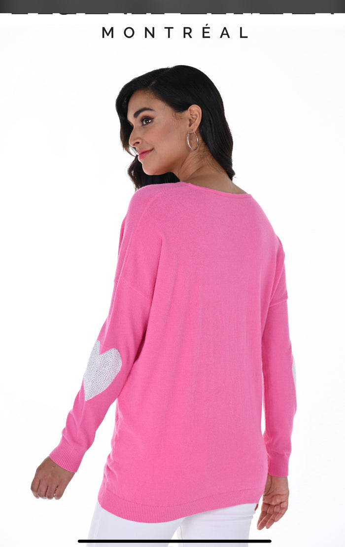 Super Soft Pink Sweater w/Seq. Heart