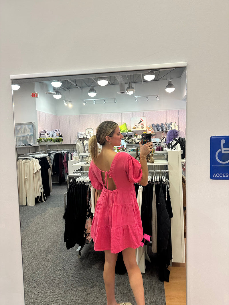 Hot Pink Cotton Dress