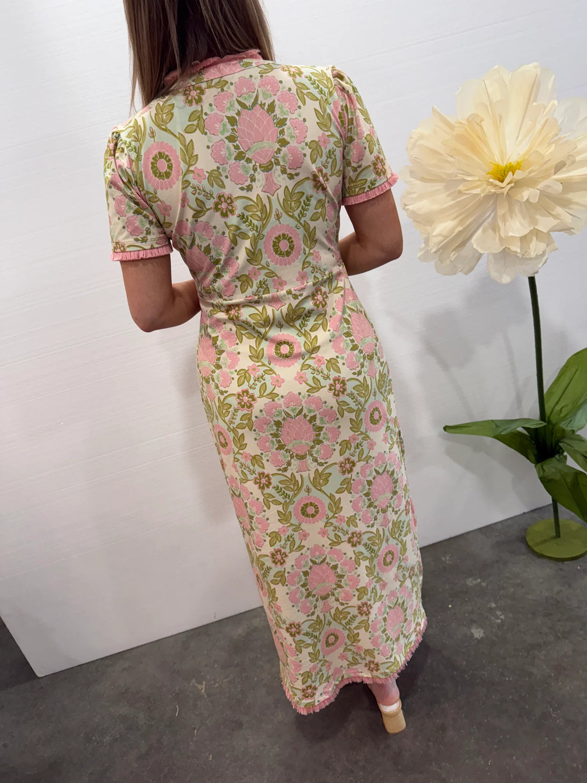 Amberly Wrap Dress Seawall Damask Pink