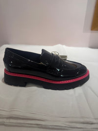 Patent Westside Black Loafers with Pink Trim